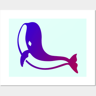 Whale Gradient blue and pink Posters and Art